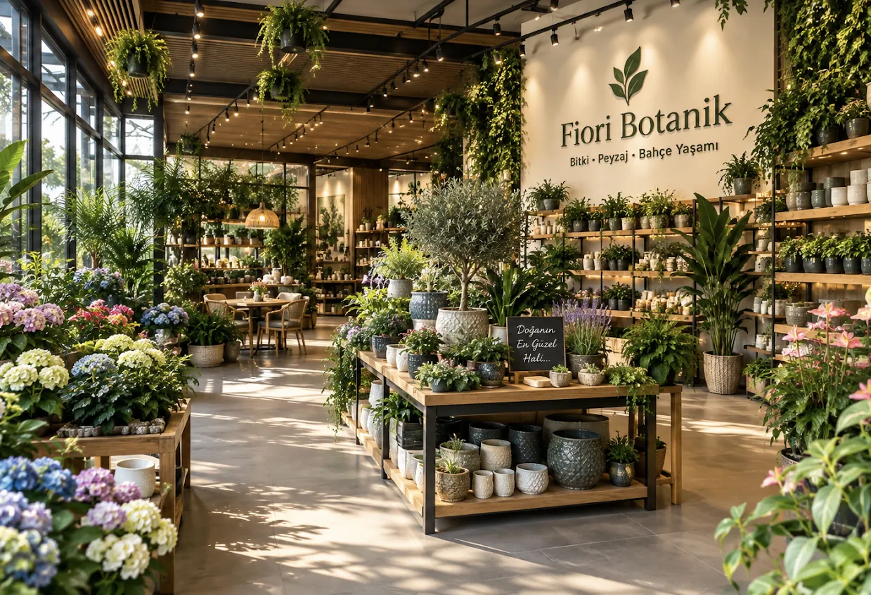 Bitkilerle düzenlenmiş Fiori Botanik iç mekân konsepti